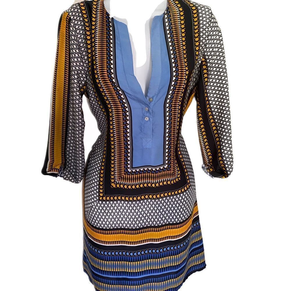 Zara Basic Dress - S Blue Multi Print , Polyester - image 2